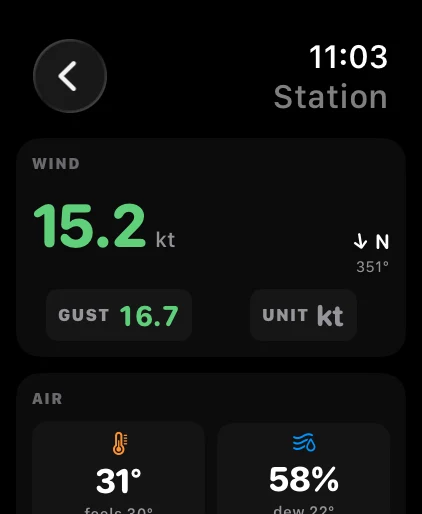 Aplikace Kitepower na Apple Watch (anglicky) — Stanice
